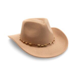Vince Camuto Women's Beaded-Trim Cowboy Hat, Camel, One Size
